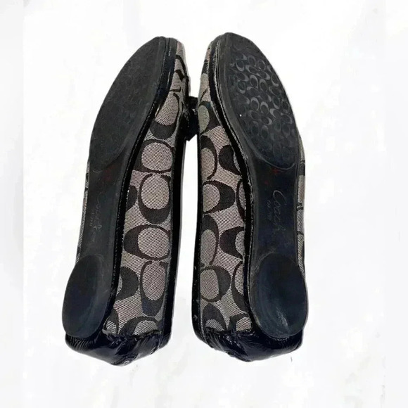 Coach print stylish casual ballerina bow detail black silver slippers flats 6.5 - Picture 4 of 4